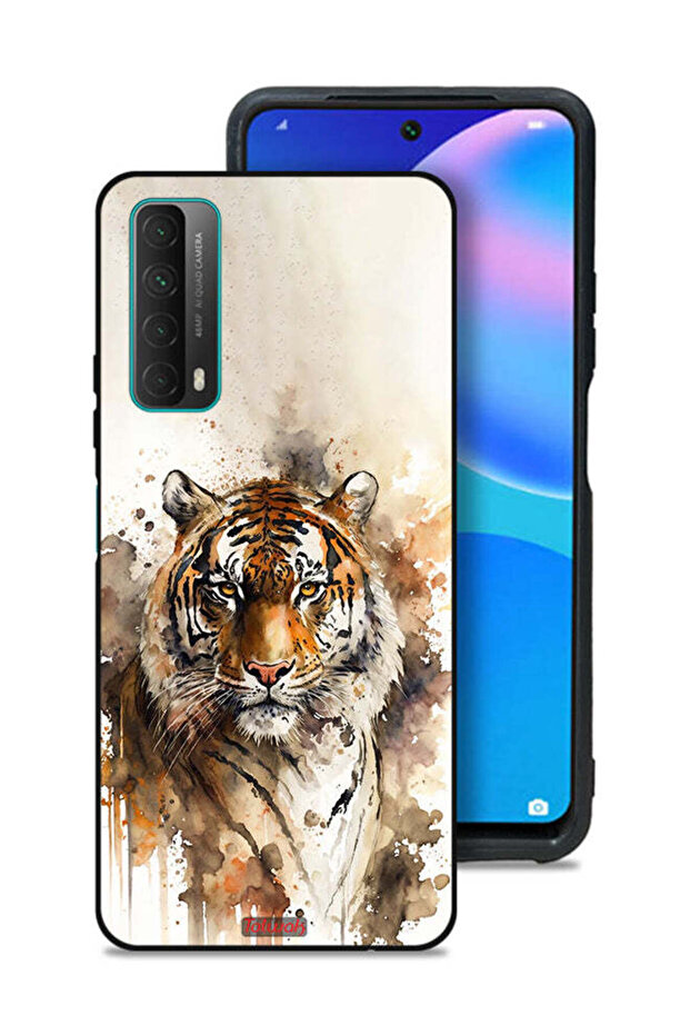 غطاء حماية لهاتف Huawei Y7a بتصميم فن تجريدي من جلد الفهد