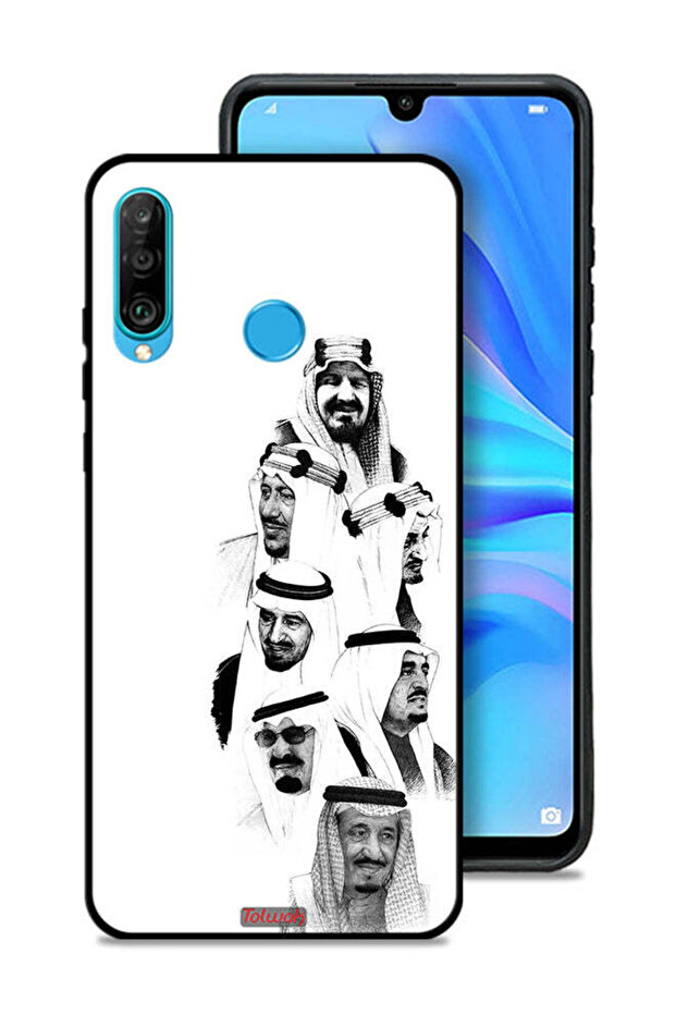 غطاء حماية لهاتف هواوي نوفا 4e - فن ملوك السعودية - أبيض وأسود