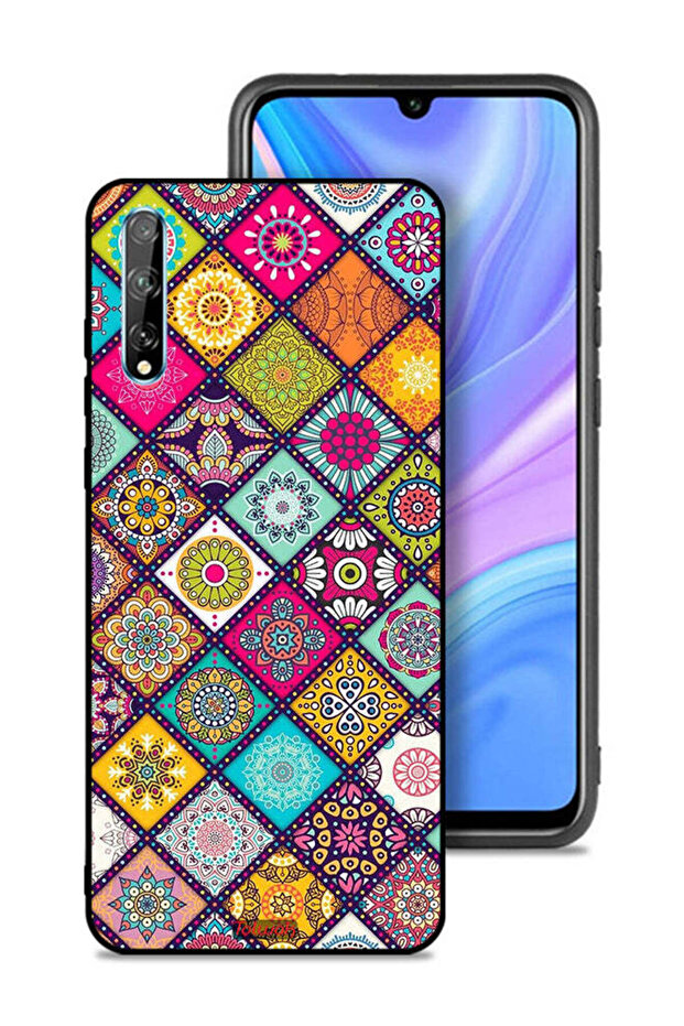 Huawei P Smart S Protective Case Cover Mandala Squares Pattern
