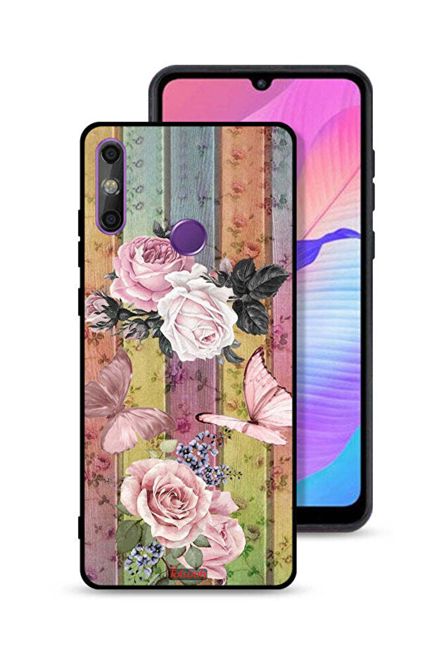 Huawei Enjoy 20e Protective Case Cover Peach Butterflies And Roses