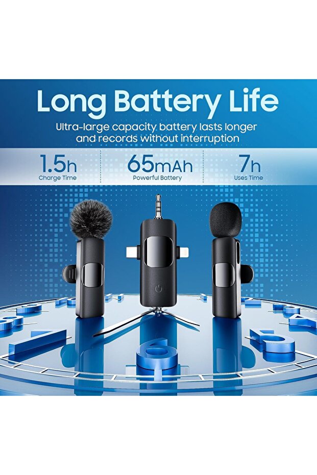 Professional Wireless Lavalier Mini Microphone - Microphone for iPhone/Android/Camera, 3 in 1 Cordle - 7