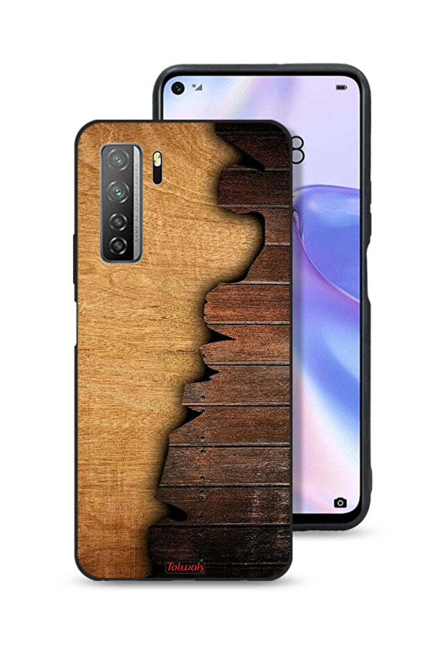 غطاء حماية لهاتف هواوي P40 لايت 5G بنمط خشبي عتيق