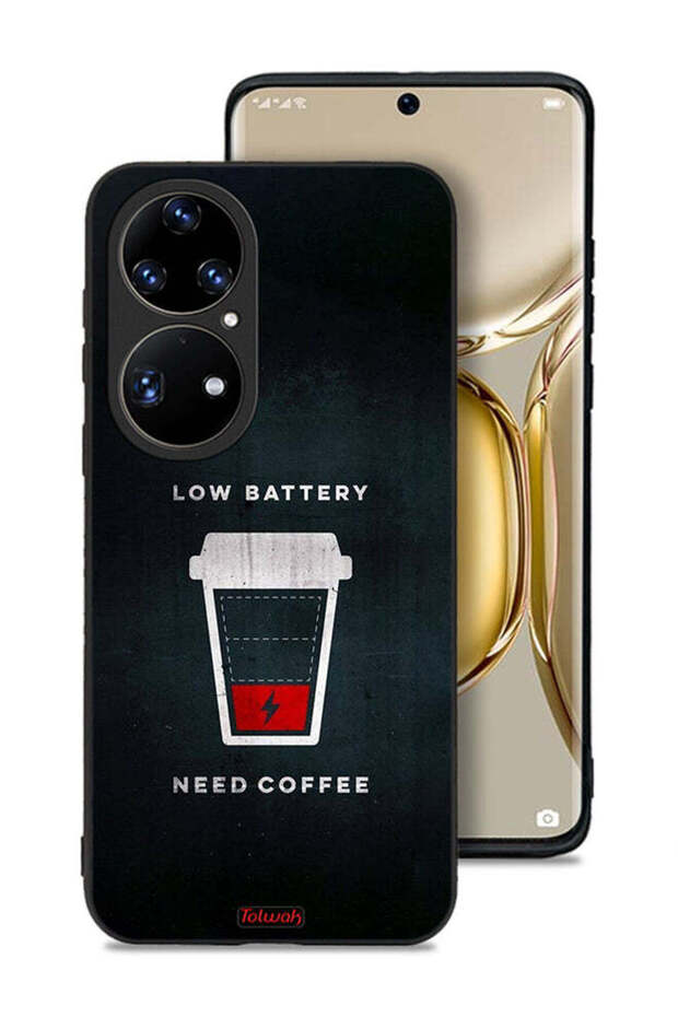 غطاء حماية لهاتف Huawei P50 Pro - بطارية منخفضة - يحتاج إلى قهوة