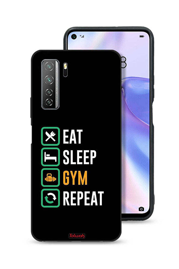 غطاء حماية لهاتف هواوي P40 لايت 5G، Eat Sleep Gym Repeat