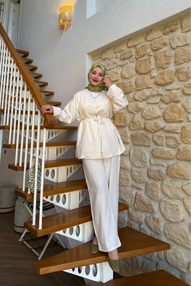 بدلة كتان بزر واحد - 3