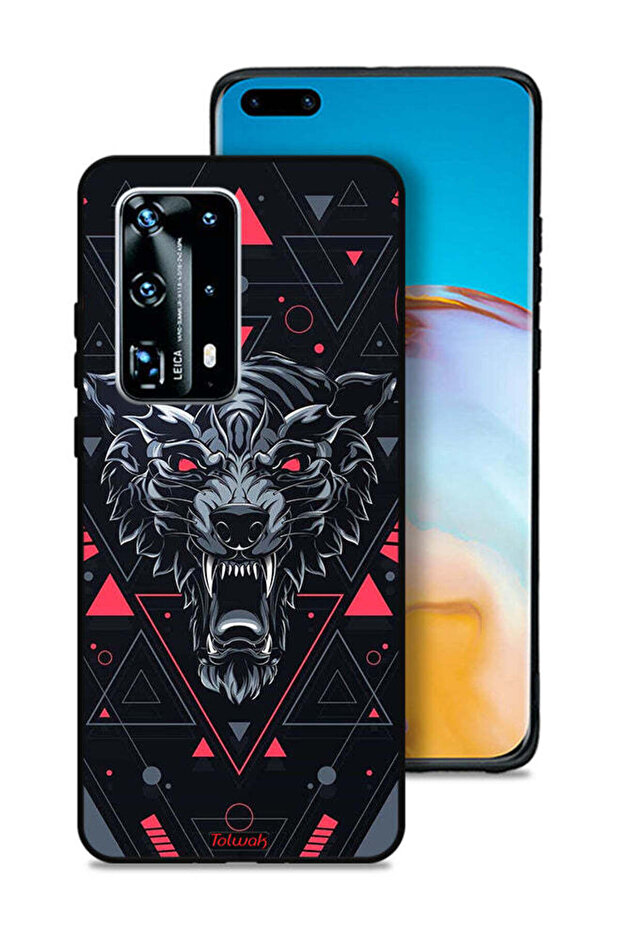 غطاء حماية لهاتف هواوي P40 Pro Plus 5G بتصميم الذئب المتمايل
