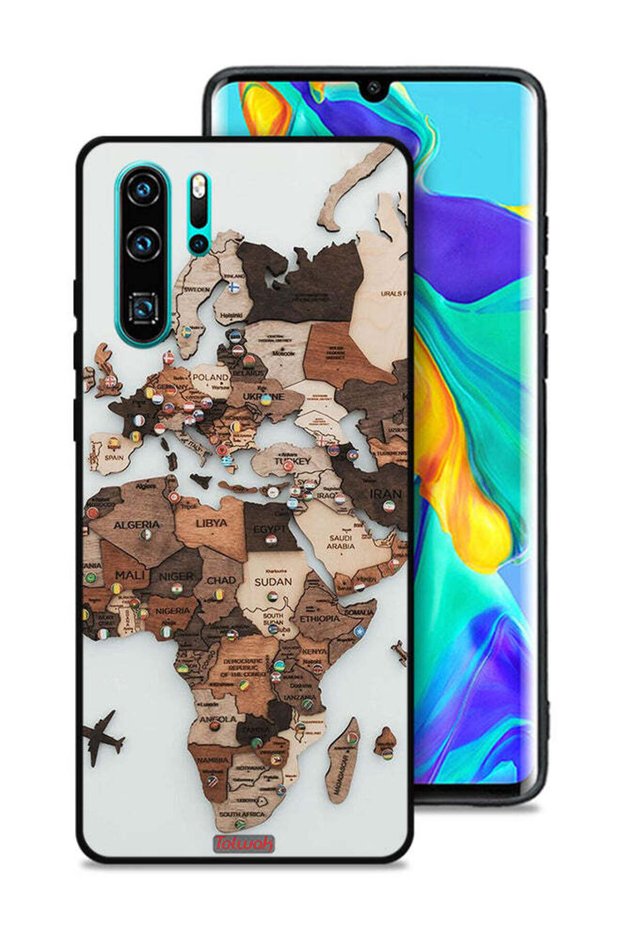 غطاء حماية لهاتف هواوي P30 Pro بتصميم خريطة العالم