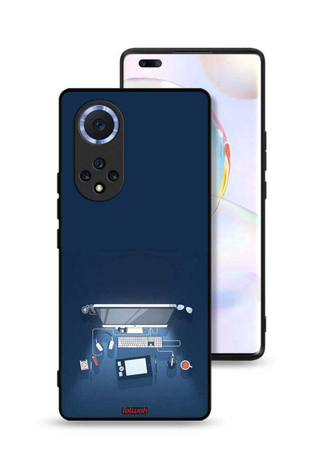 غطاء حماية لجهاز Honor 50 Pro بتصميم فني على شكل مكتب كمبيوتر