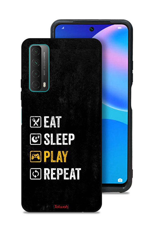 غطاء حماية لهاتف Huawei Y7a، تناول الطعام، النوم، اللعب، التكرار