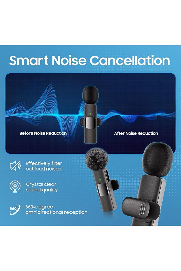 Professional Wireless Lavalier Mini Microphone - Microphone for iPhone/Android/Camera, 3 in 1 Cordle - 3
