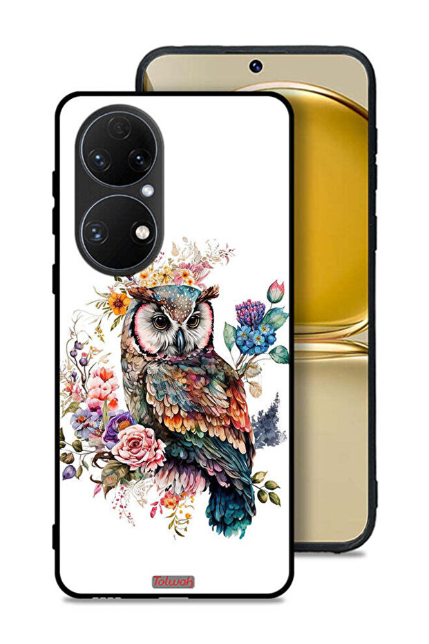 Huawei P50E Protective Case Cover Owl Abstract Art