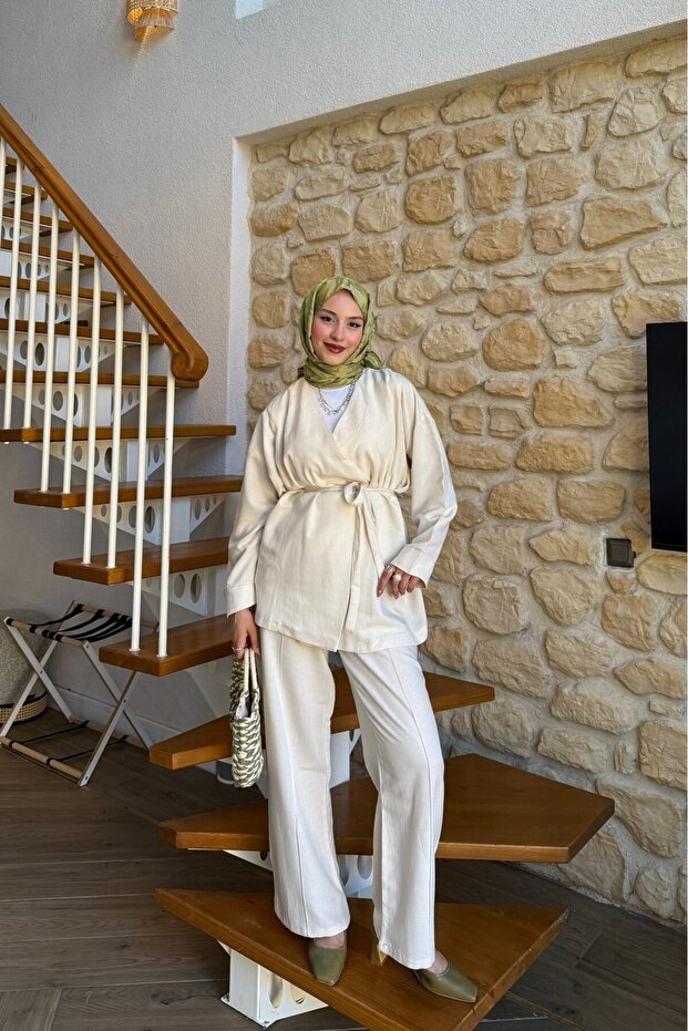 بدلة كتان بزر واحد - 1