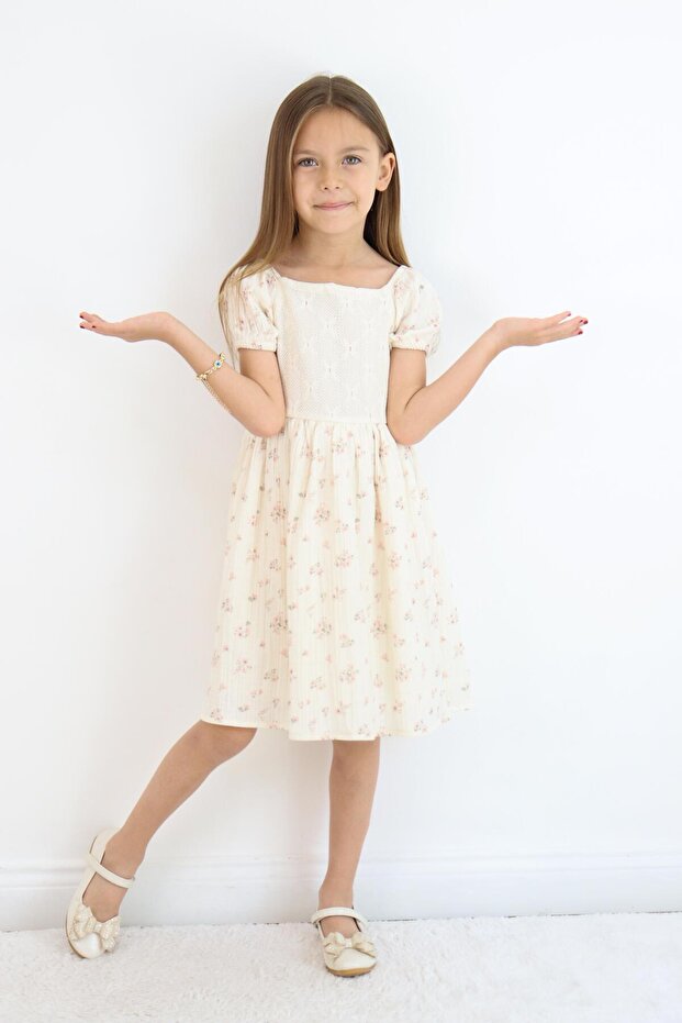 Dantelli Müslin Elbise - 3