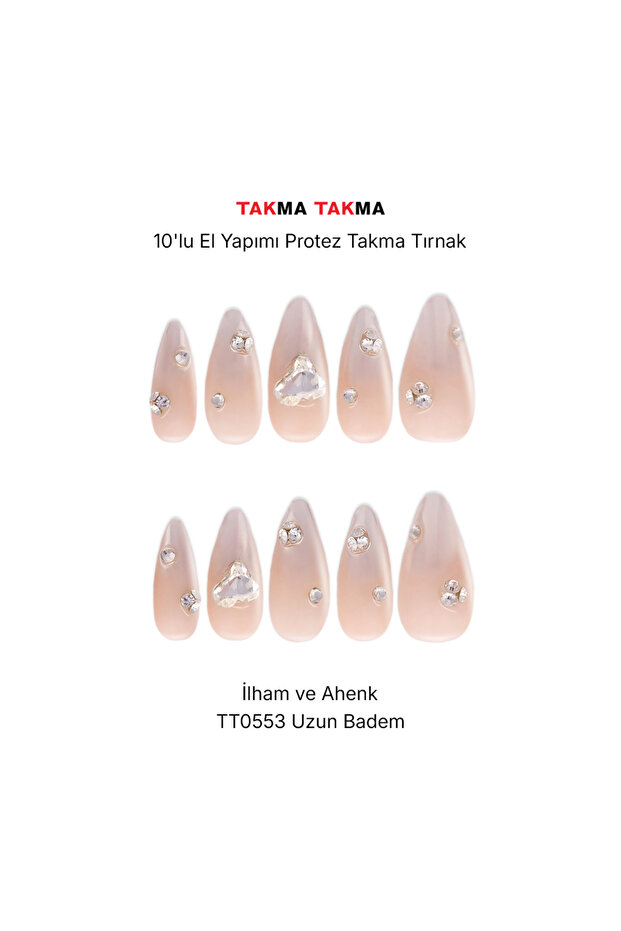 Tekrar Kullanılabilir El Yapımı Protez Takma Tırnak TT0553 - 10'lu Ten Rengi-XS - 1