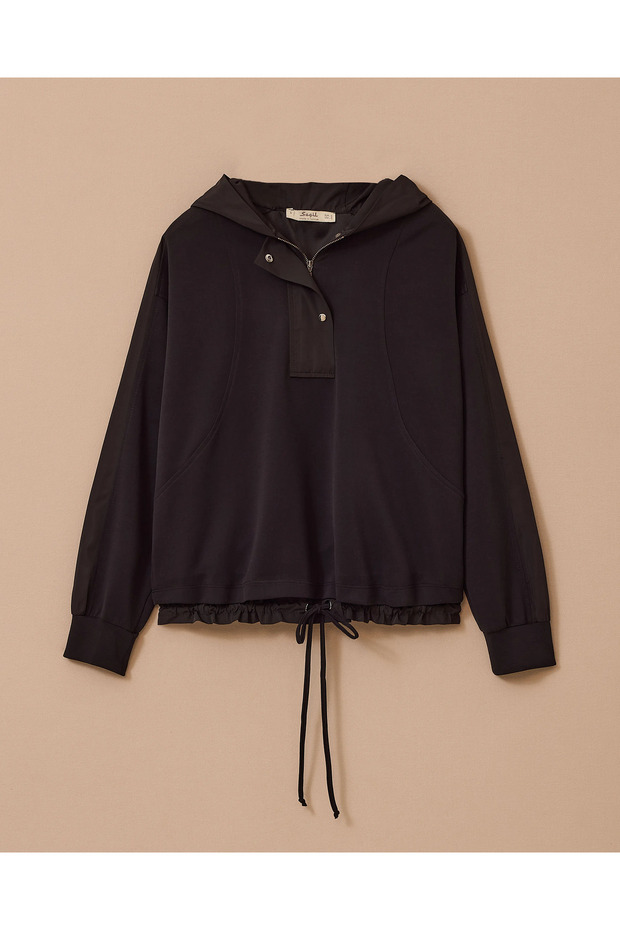 Bağcık Detaylı Kapüşonlu Sweatshirt - 6