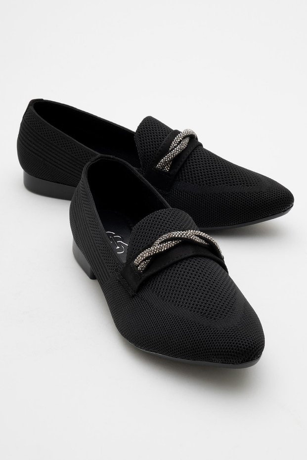 Women's Buckle Knitwear Shoes Black