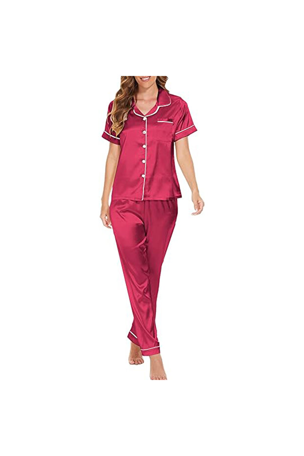 Women's Luxurious Silk Satin Pajama Set - Soft and Comfortable Short Sleeve Nightwear