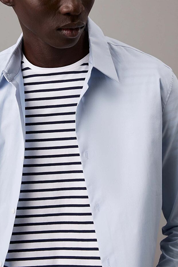 Erkek LS Solid Stretch Slim Gömlek - Açık Mavi - 3