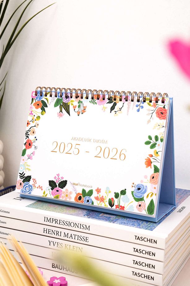 2025-2026 16 Aylık Akademik Masaüstü Planlayıcı Takvim Çiçekler - 1