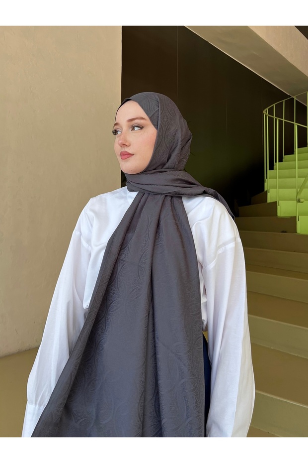 Ethnic Jacquard Shawl Ivy Star Pattern - Smoked