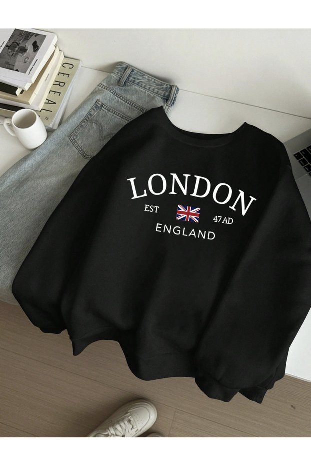 Unisex Women/Men London Custom Colorful Oversize Crew Neck Cotton Sweatshirt