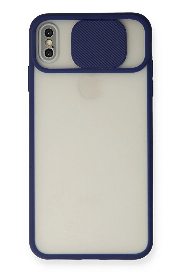 iPhone XS Max Case Palm Frosted Camera Sliding Silicone - Navy Blue - Teknocep6997-7505 - 1