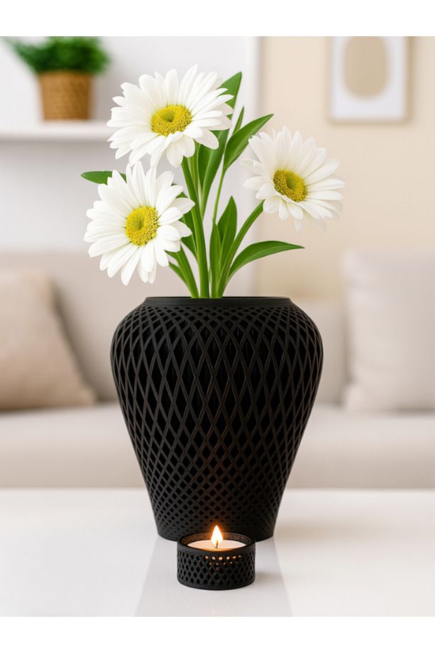 Dekoratif 3D Baskı Vazo ve Mumluk – Minimal & Şık Tasarım - 4