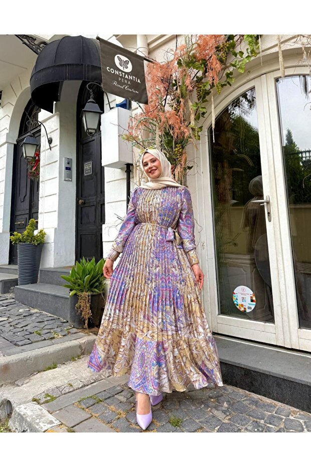 ipek pliseli elbise - 1