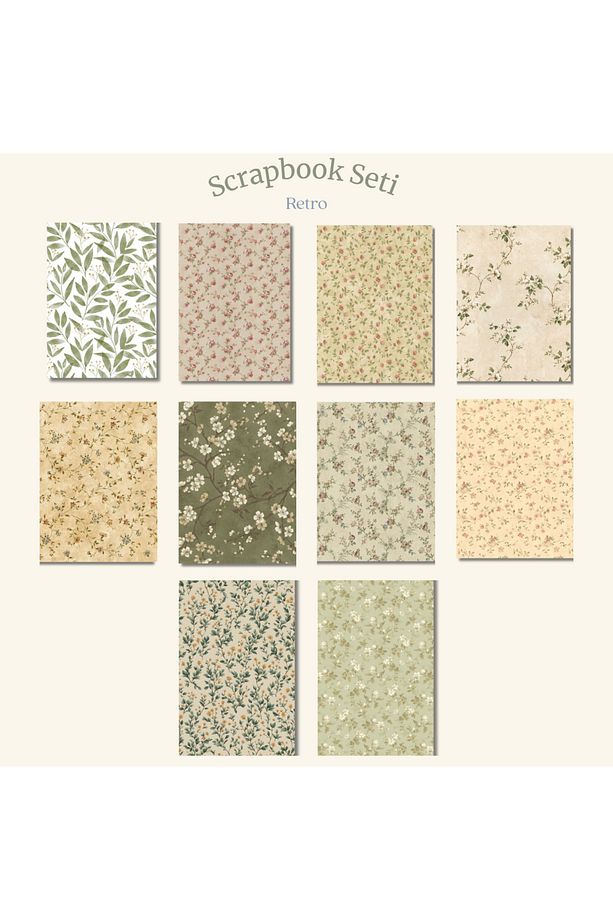 Retro Temalı Scrapbook Kağıt Seti 10 Adet (a5 Boyutunda Yapışkanlı Kağıt) - 1