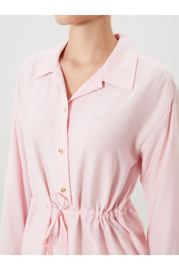LCW Modest Pembe Bağcıklı Kadın Gömlek Tunik - 3