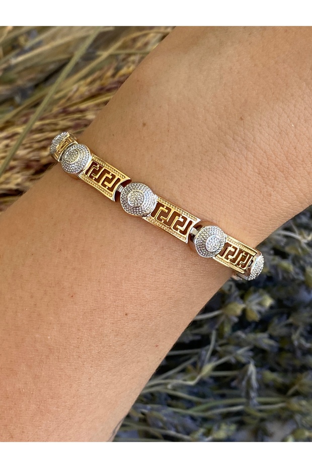 Two-Color Retro Stone Bracelet with Golden Craftsmanship (17+2 cm)
