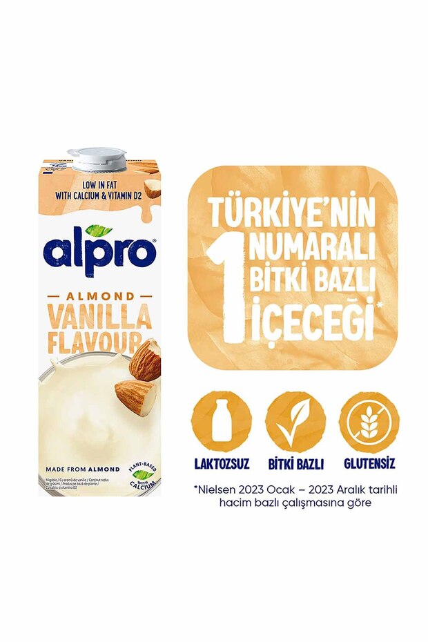 Vanilya Badem Sütü 1 L Vegan Laktozsuz Bitkisel Bazlı - 1
