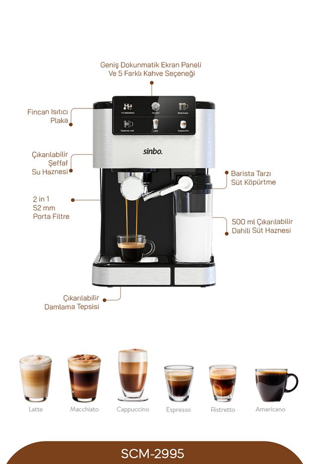 SCM 2995 -Kapsül Kahve Aparatlı Espresso Makinesi - 5