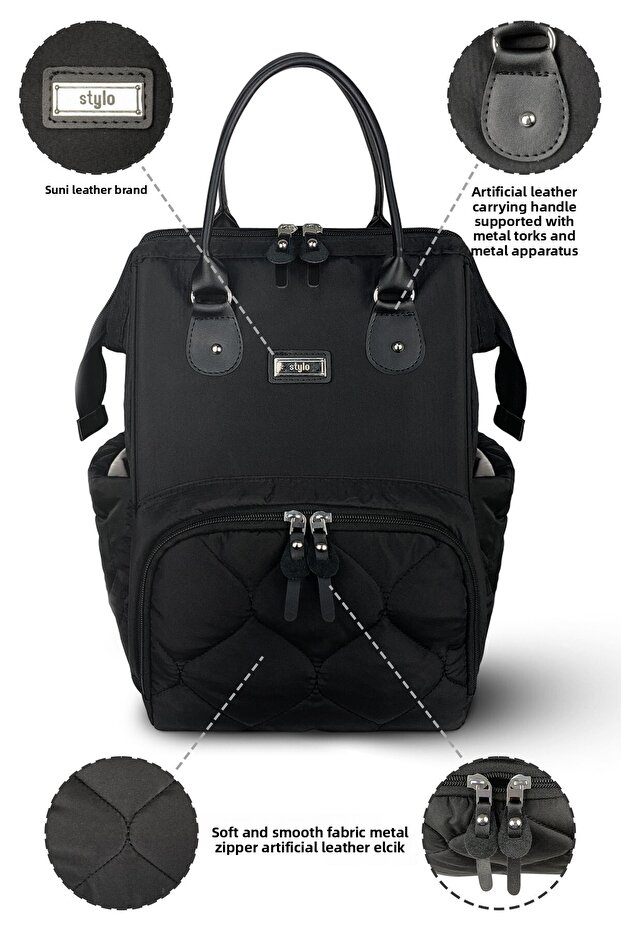 Victoria Quilted Mother Baby Care Backpack