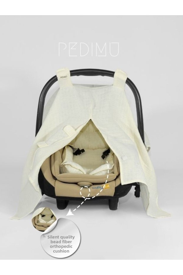 Soft Color Velcro Detailed Stroller Cover and Stroller Cushion Set