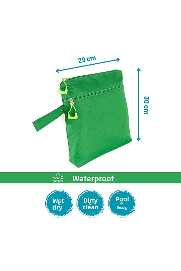 Mami Kids Wet&dry Waterproof Wet Dry Dirty Clean Beach Pool Nursery Functional Green Bag