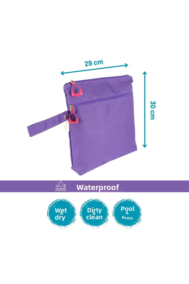 Mami Kids Wet&dry Waterproof Wet Dry Dirty Clean Beach Pool Nursery Functional Purple Bag