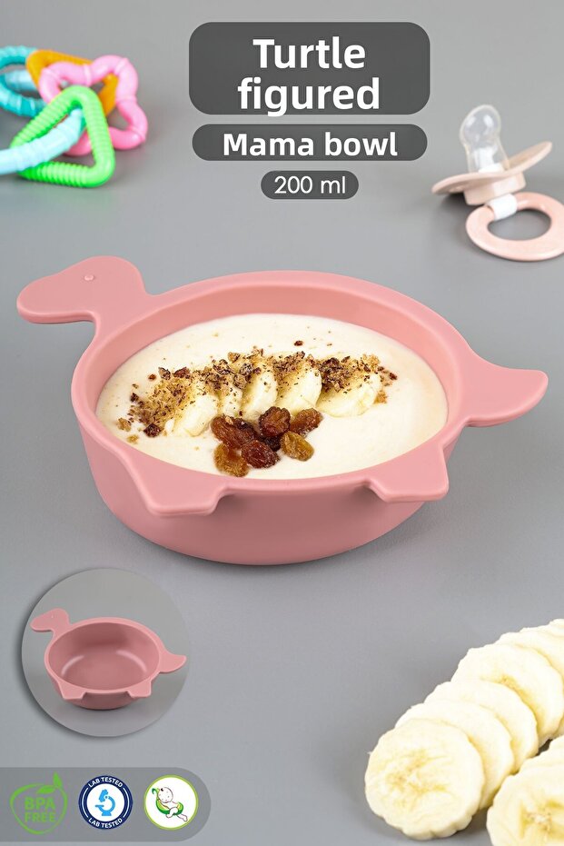 Silicone Baby Feeding Bowl with Turtle Figure - Shaped Baby Feeding Bowl - Pink