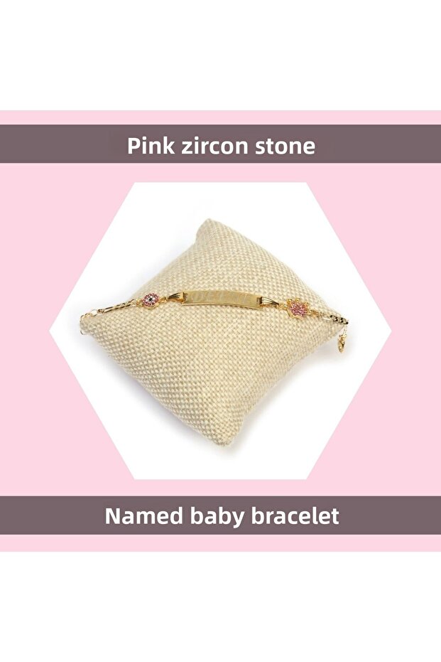 Pink Zircon Stone Baby Girl Bracelet 14 Cm
