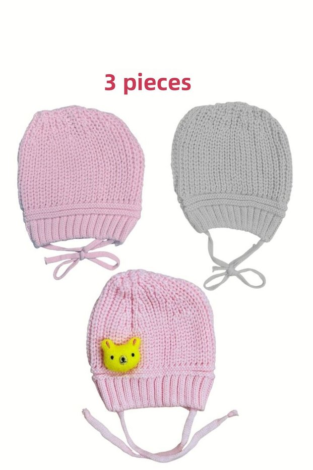 Knitted Girl Boy Newborn Pink Blue Winter Autumn Baby Beanie