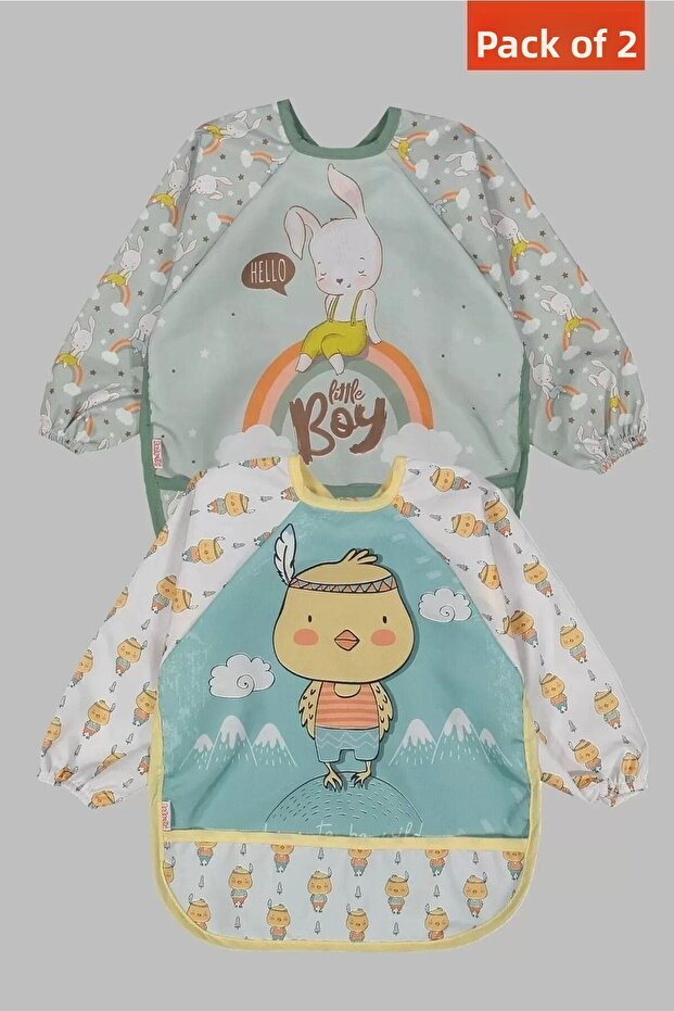 Bebechi Liquid-Proof Wearable Sleeved Activity Baby Food Bib 0-2 Years Old (chick -rabbit)