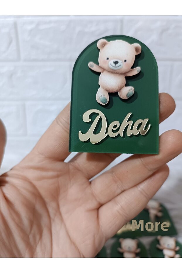 Teddy Bear Window Plexiglass Newborn Birthday Gift Refrigerator Ornament Magnet (10 Pcs)