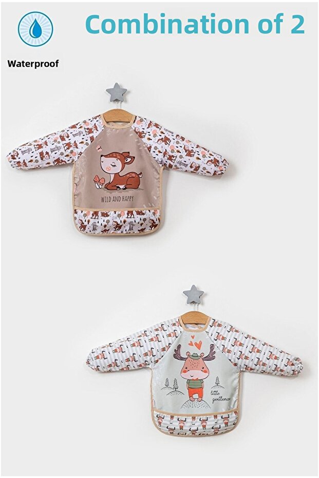 Bebechi 2-Piece Combination Long Sleeve Wearable Liquid Proof Baby Bib