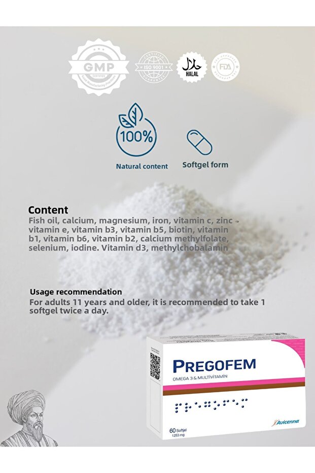 Pregofem - Food Supplement with Omega 3 and Multivitamins - 60 Softgel Capsules - 2