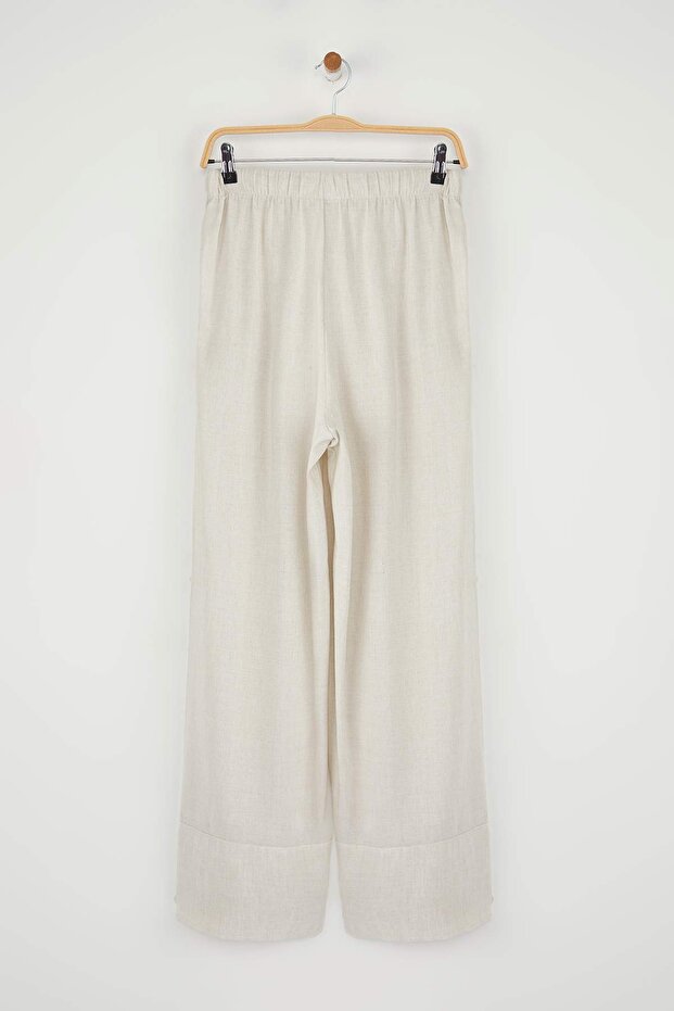 Taş Keten İçerikli Wide Leg/Geniş Paça Beli Lastikli Pantolon TWOSS25PL00124 - 8