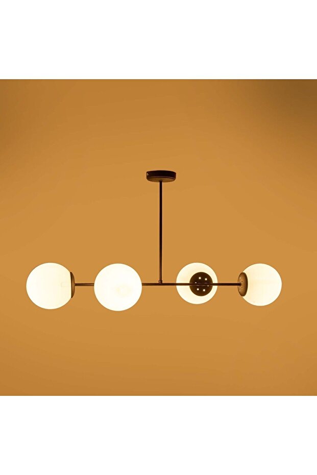 Lighting Cam 4'lü Modern Avize - Siyah - 85 cm - 3