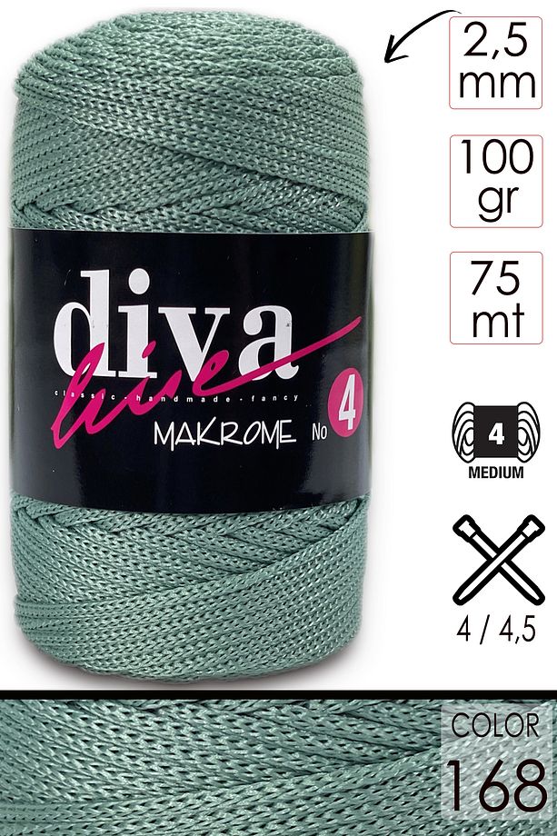 Diva Makrome Ipi Kalın (NO:4) 168 Soft Mint. - 1