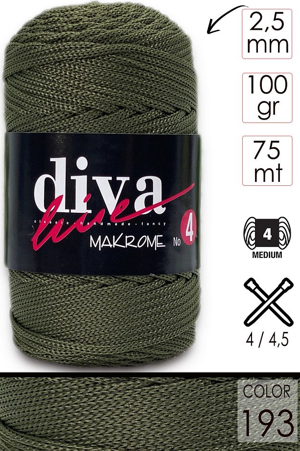 Diva Line Diva Makrome Ipi Kalın (no:4) 193 Haki - 1