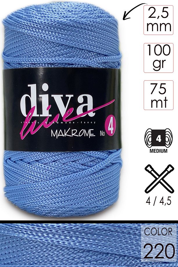 Diva Line Diva Makrome Ipi Kalın (no:4) 220 Bebe Mavi - 1