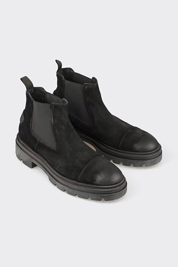 Siyah Deri Erkek Günlük Bot - 2